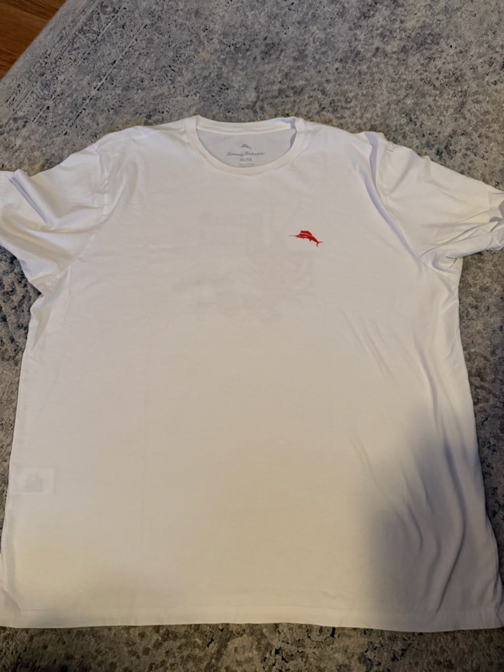 Tommy Bahama White Short Sleeve Crew T-Shirt with Red Marlin Logo